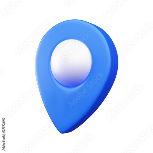 3D vector icon of blue location marker symbolizing navigation.