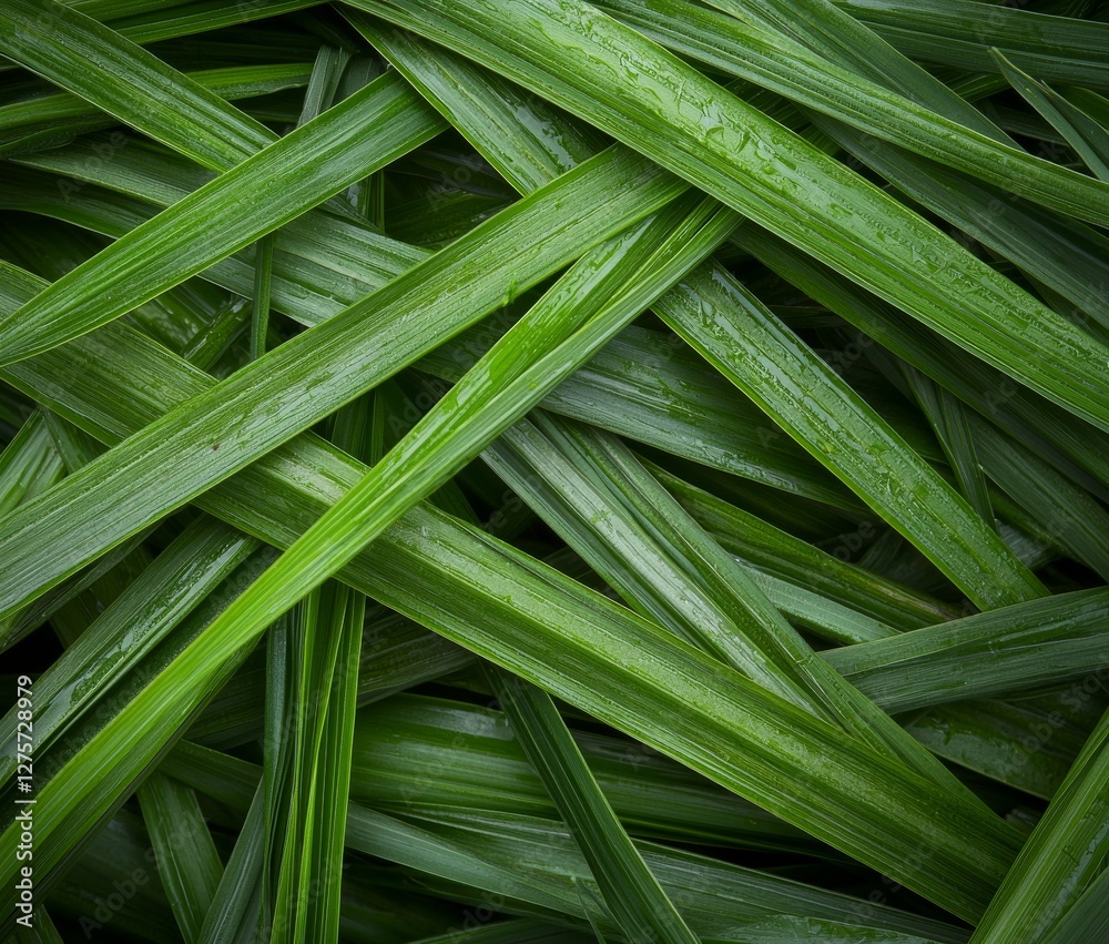 Obraz premium Pine tree needles are splayed outward from the center in a close-up view