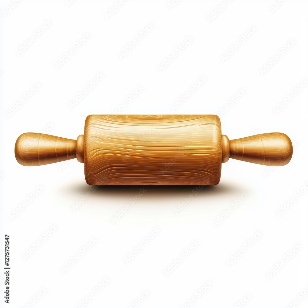 Wooden rolling pin with smooth handles isolated on white background Wooden rolling pin with smooth handles isolated on white background