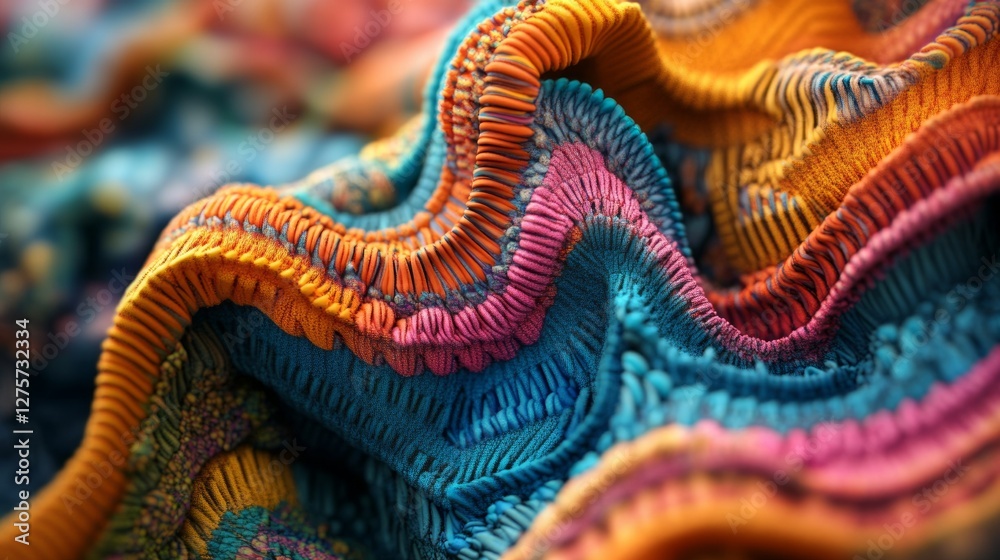 A close-up view of intricate patterns formed by colorful clothes A close-up view of intricate patterns formed by colorful clothes