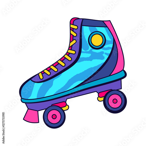 Roller icon. Vector rollerblading footwear with wheels. Outdoor speed and fast sport, energetic hobby equipment. Rollerblade gear for retro recreation or activity. Skating and motion, balance symbol.
