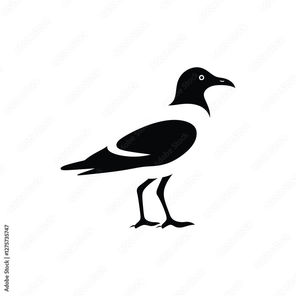 Obraz premium seagull silhouette flat vector illustration