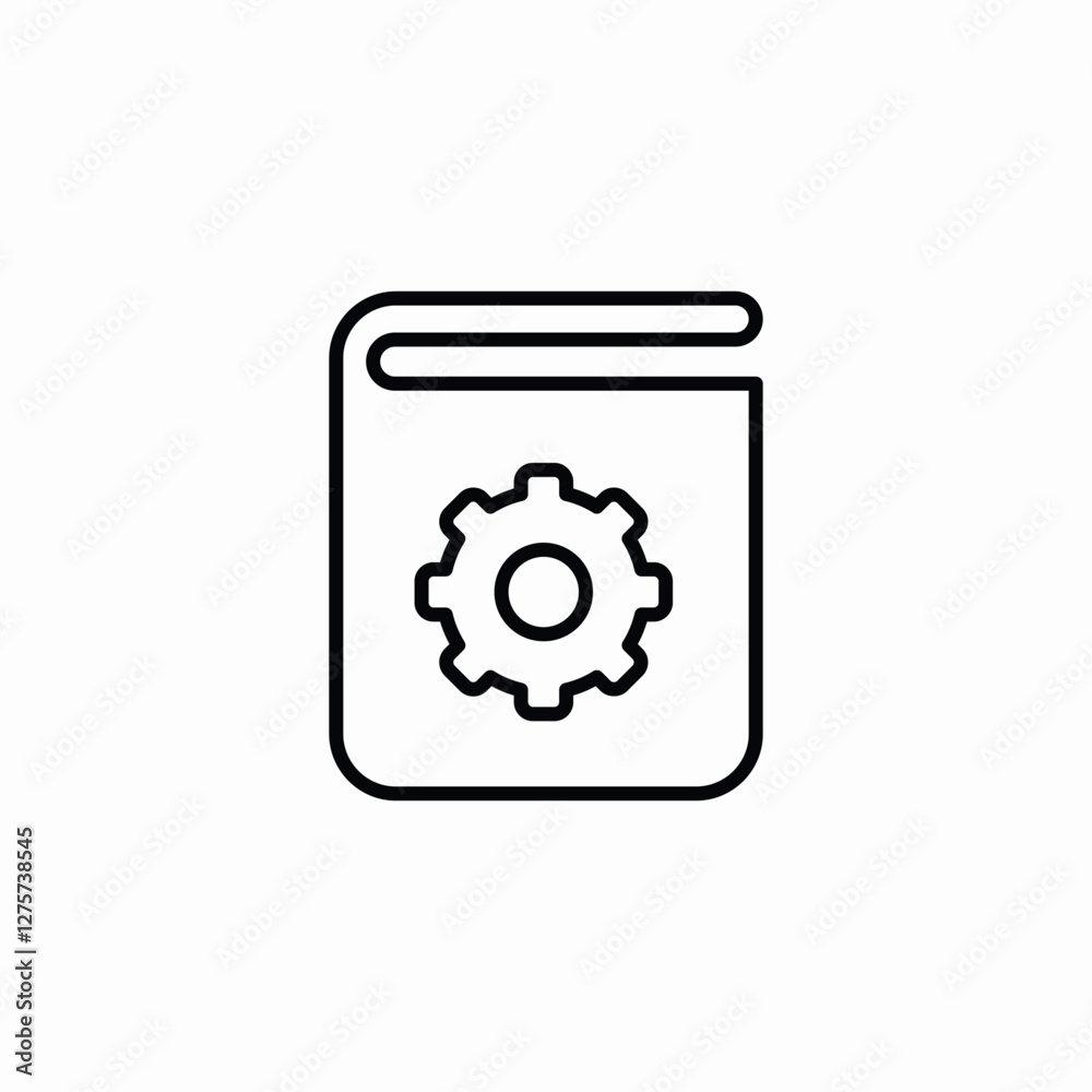 settings gear book icon vector sign settings gear book icon vector sign