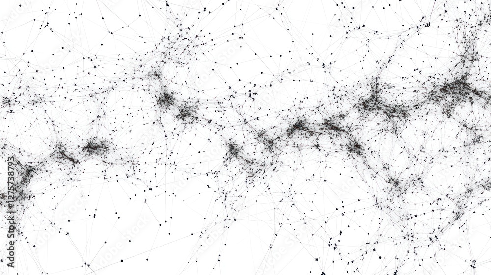 Obraz premium Abstract network connection visualization; complex data streams, nodes, and lines.