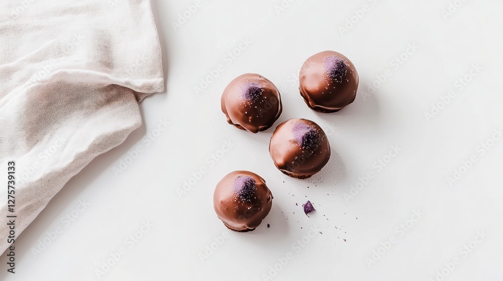 Obraz premium Luxurious praline chocolates. Gourmet confectionery with marshmallows and mousse, hand-made. 