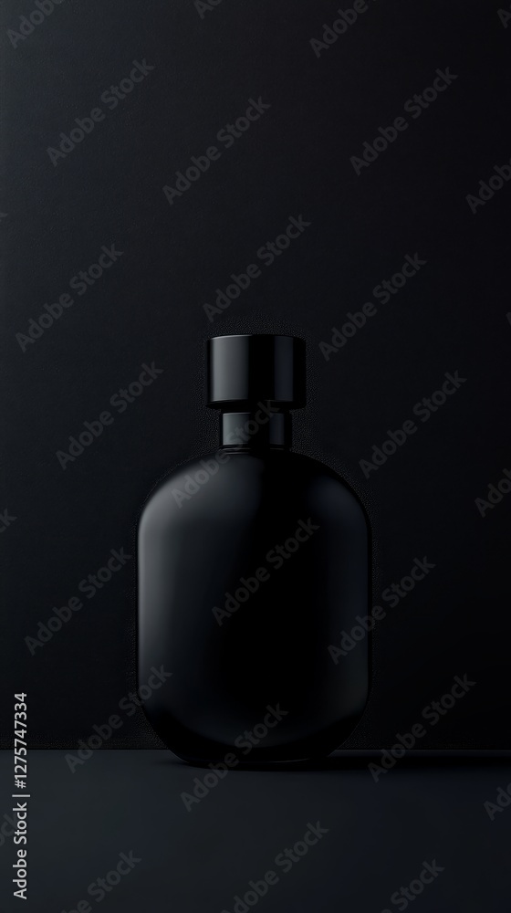 Sophisticated Black Perfume Bottle on Dark Background Sophisticated Black Perfume Bottle on Dark Background