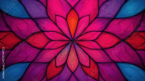 Vibrant Abstract Floral Pattern in Rich Pink and Blue Hues