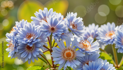 Obraz na płótnie Beautiful blue flowers blooming in sunlight, nature's elegance w salonie