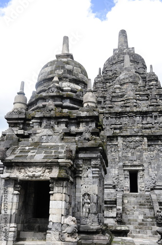 Parambanan, Java, Indonesia; Facade with gate of the 9th-century Hindu temple near Yogyakarta and a UNESCO World Heritage Site