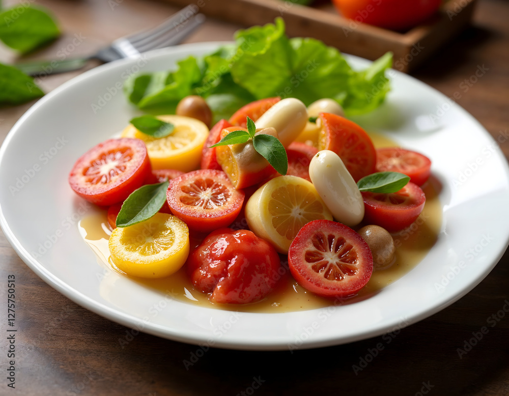 Fresh Tomato Salad with Mini Mozzarella, Basil, and Light Dressing Fresh Tomato Salad with Mini Mozzarella, Basil, and Light Dressing
