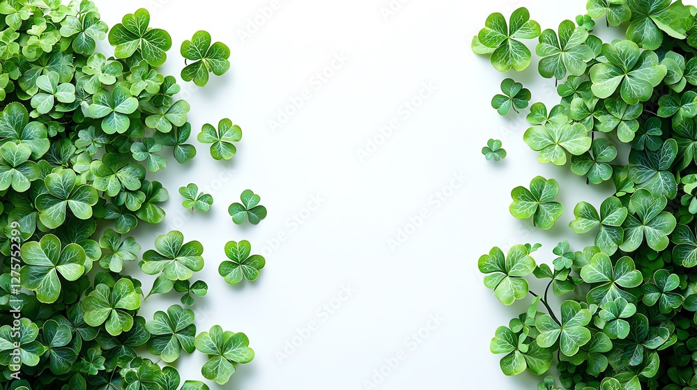 Fresh green clover leaves on a white background. Fresh green clover leaves on a white background.