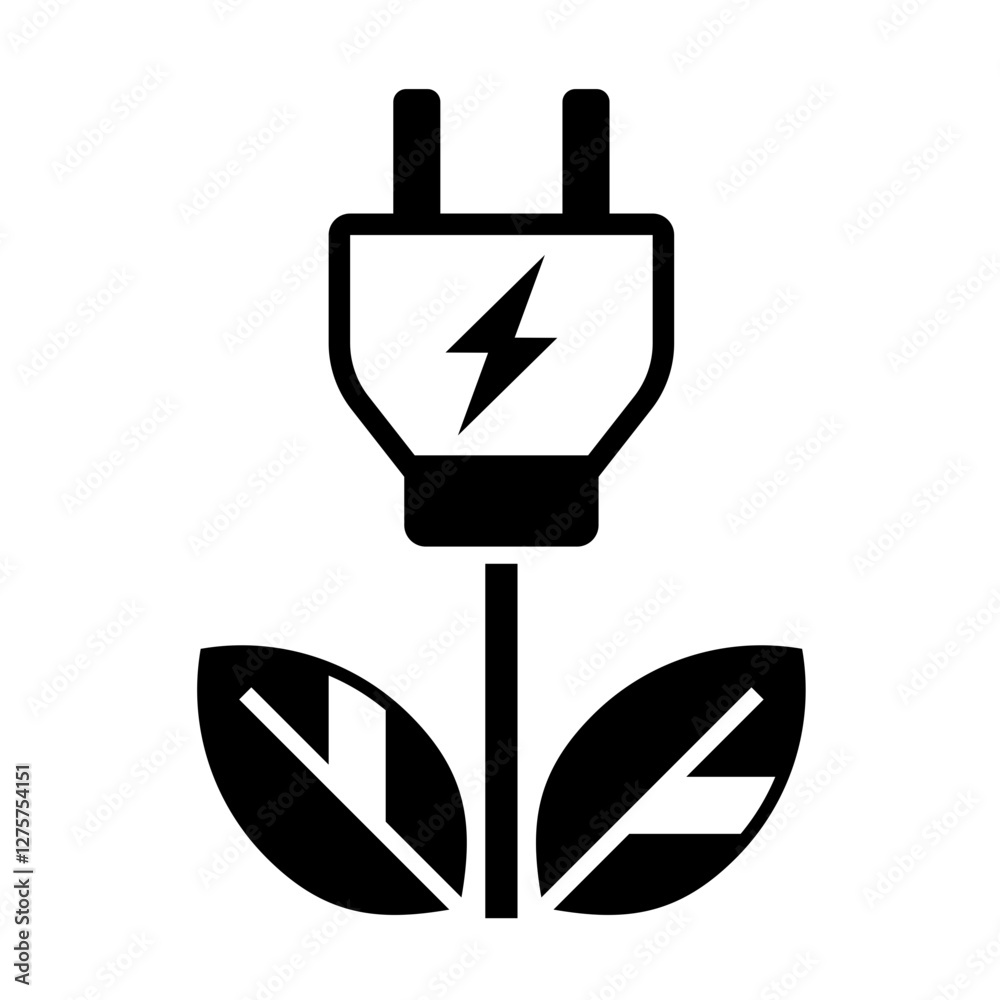 Obraz premium Green energy, renewable, green electricity plant glyph icon vector. Vector illustration isolated with transparent background.