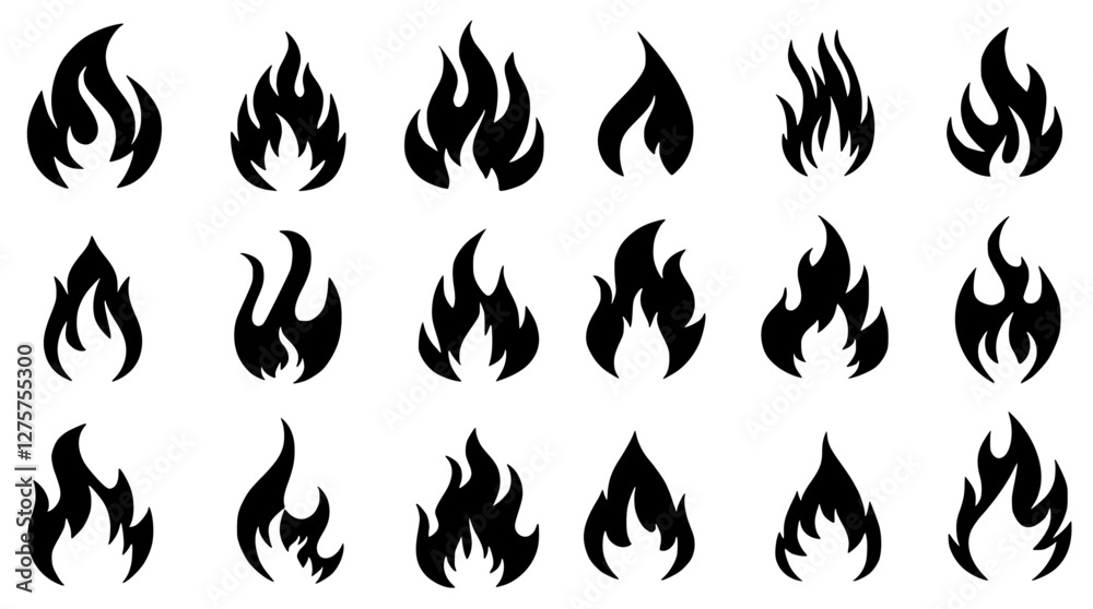 collection of fire icons featuring various flame symbols. A vector set of burning fire designs, perfect for logos, warning signs, heat concepts, and decorative elements.
collection of fire icons featuring various flame symbols. A vector set of burning fire designs, perfect for logos, warning signs, heat concepts, and decorative elements.