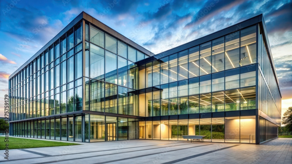 Modern university building with sleek glass walls Modern university building with sleek glass walls