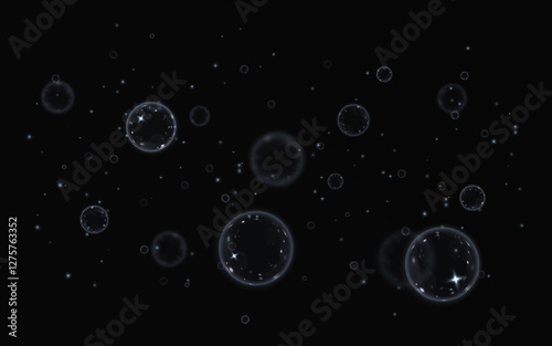realistic underwater bubble effect with champagne fizz and effervescent texture. Perfect for aquariums, soda drinks, ocean backgrounds, and transparent floating air bubbles in water.