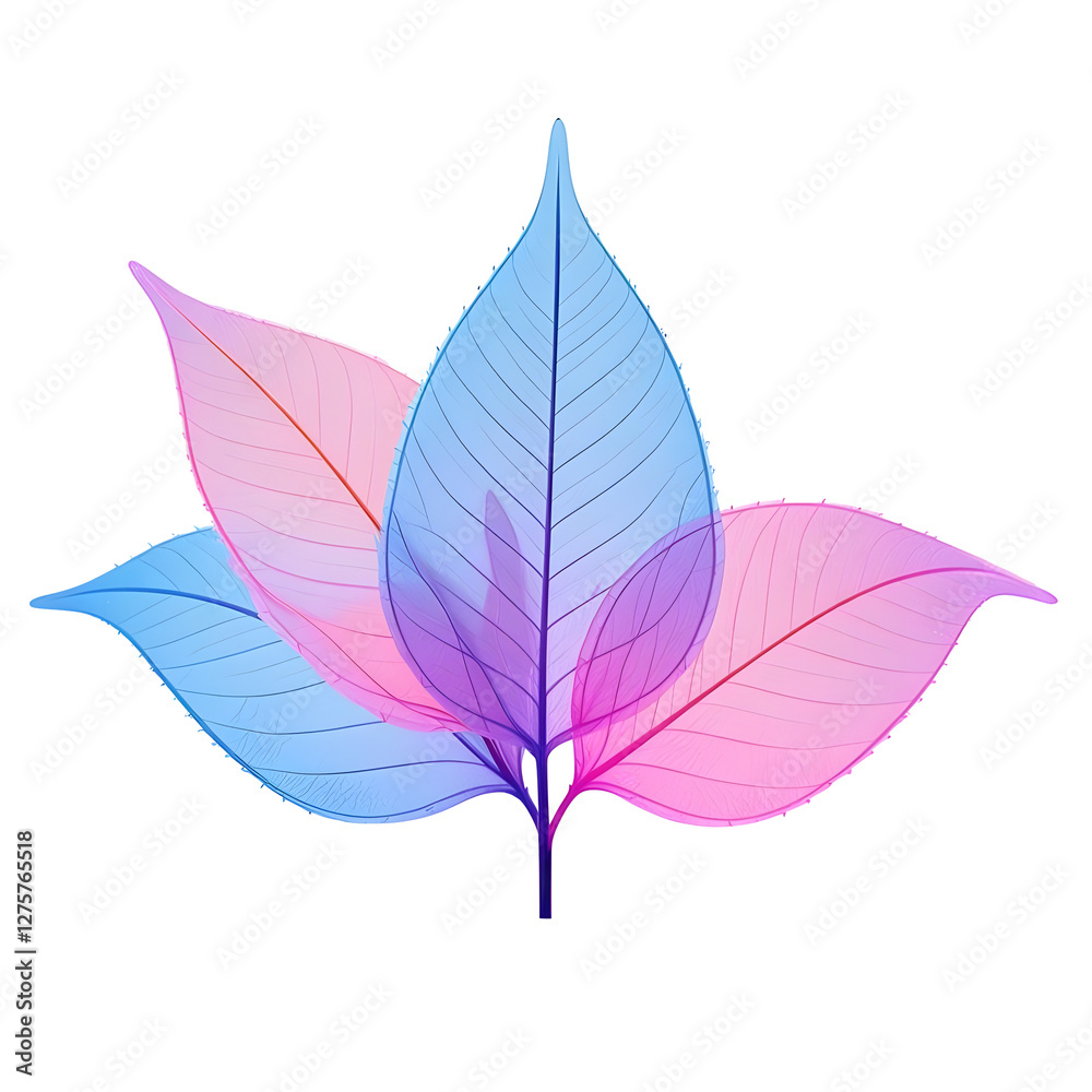Obraz premium colorful Abstract 3D render of transparent leaves