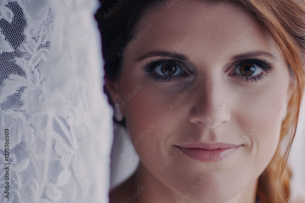 Bridal Portrait Close-Up Featuring Lace Veil and Soft Elegance Bridal Portrait Close-Up Featuring Lace Veil and Soft Elegance