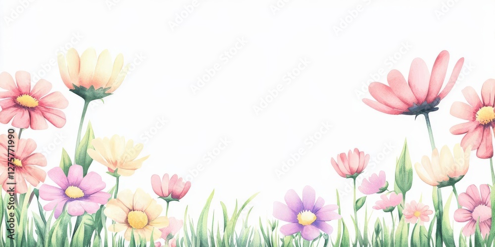 A beautiful array of colorful flowers against a white background. A beautiful array of colorful flowers against a white background.