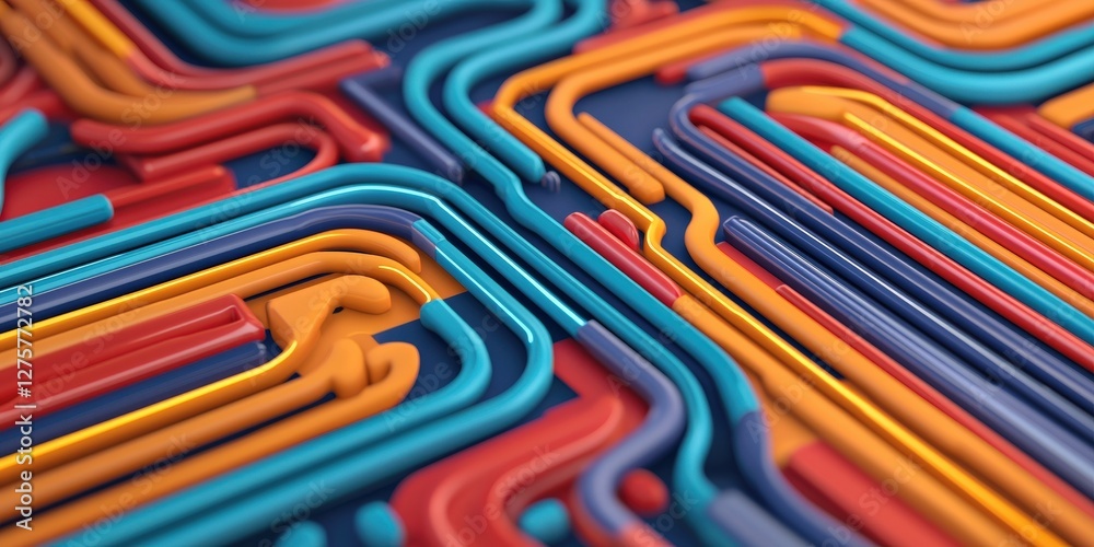 Efficiency increase improvement automation concept. Colorful abstract lines creating a dynamic geometric pattern. Efficiency increase improvement automation concept. Colorful abstract lines creating a dynamic geometric pattern.