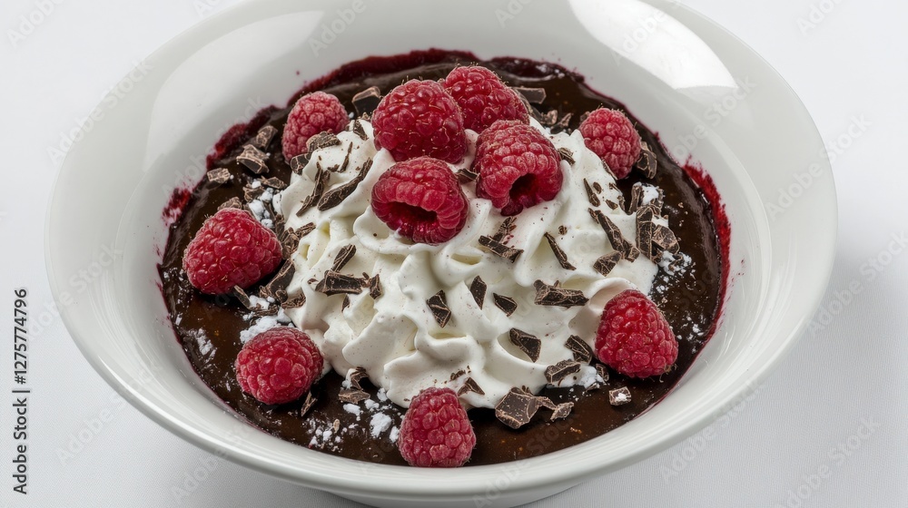 A Delectable Chocolate Raspberry Dessert with Whipped Cream A Delectable Chocolate Raspberry Dessert with Whipped Cream