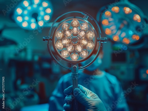 blur scalpel and blur hands, operating room light