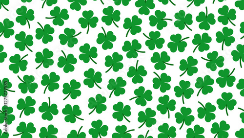 Lucky clover seamless pattern. Green shamrocks. St. Patrick's Day symbol. Vector illustration.