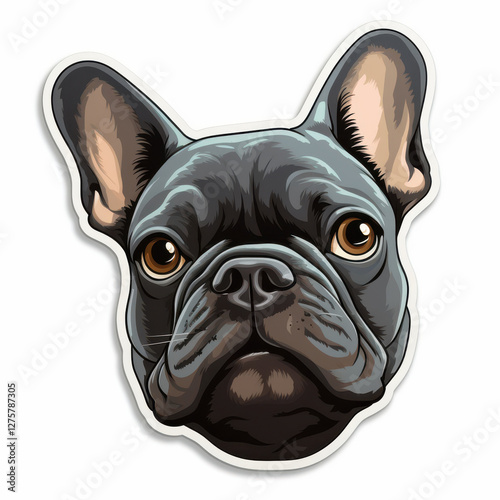 French bulldog illustration with expressive eyes and detailed features, showcasing playful and charming personality. Perfect for pet lovers and art enthusiasts photo