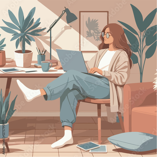 Professional Woman Working from Home in a Virtual Meeting