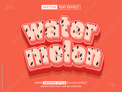 water melon editable text, text effect, 3d text for title