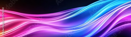Abstract color Pink blue purple glowing light gradient flow on dark background, grainy texture website header design
