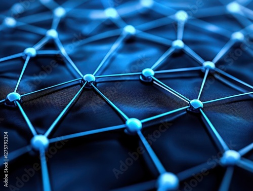 Abstract connected dots and lines on blue background Communication and technology network concept with moving lines and dots