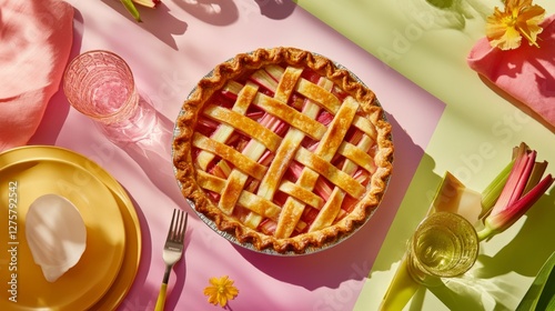 Wallpaper Mural Radiant Rhubarb Pie: A Delightful Dessert for the Senses Torontodigital.ca