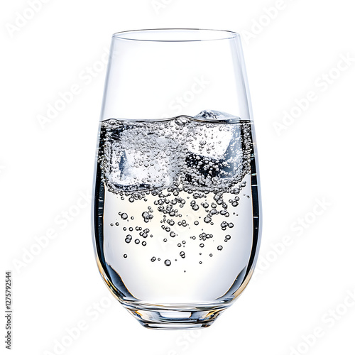 Soda with ice cubes, isolated on a transparent background photo