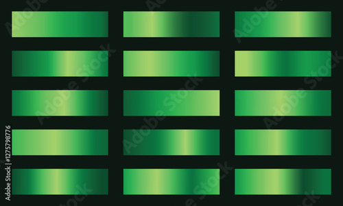 Set of green gradient foil metallic shiny banner design in texture background decoration