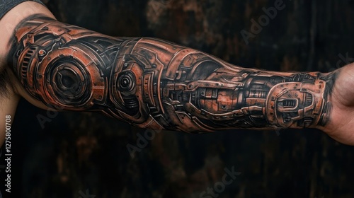 Detailed Mechanical Arm Tattoo Design photo