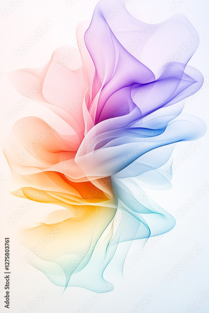 Fototapeta premium Gentle overlapping ribbons in soft rose and light lavender, undulating in a dreamlike gradient over