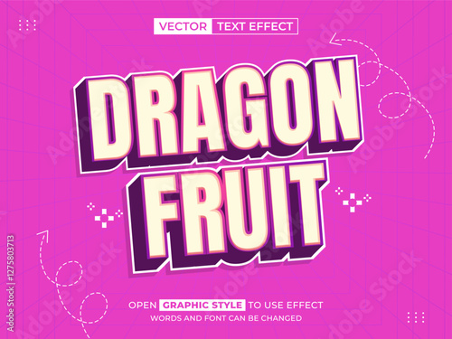 dragon fruit editable text, text effect, 3d text for title