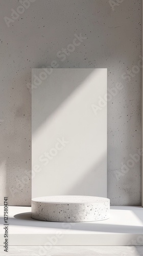 Obraz na płótnie Modern Concrete Display Stand - Minimalist Product Presentation w salonie