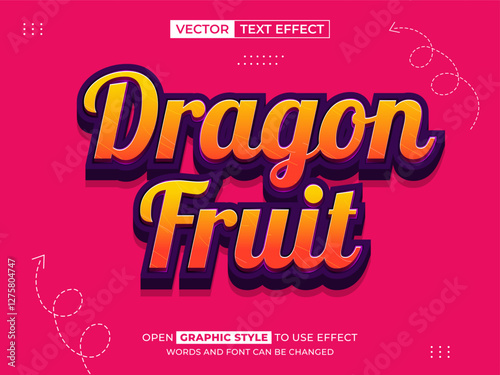 dragon fruit editable text, text effect, 3d text for title