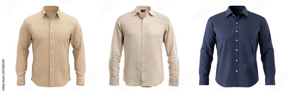 Stylish Casual Shirts in Neutral and Dark Tones Isolated on transparent background Stylish Casual Shirts in Neutral and Dark Tones Isolated on transparent background