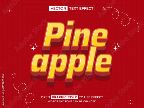 pineapple editable text, text effect, 3d text for title