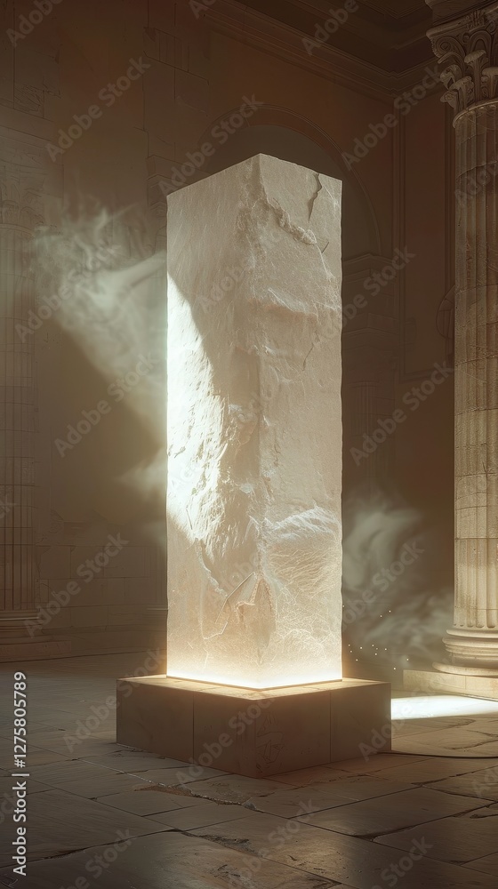 Ancient Stone Monument in a Majestic Interior