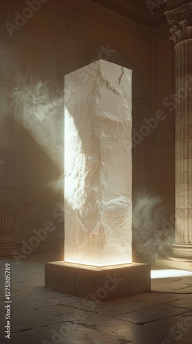 Obraz na płótnie Ancient Stone Monument in a Majestic Interior w salonie