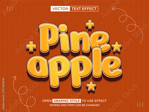 pineapple editable text, text effect, 3d text for title
