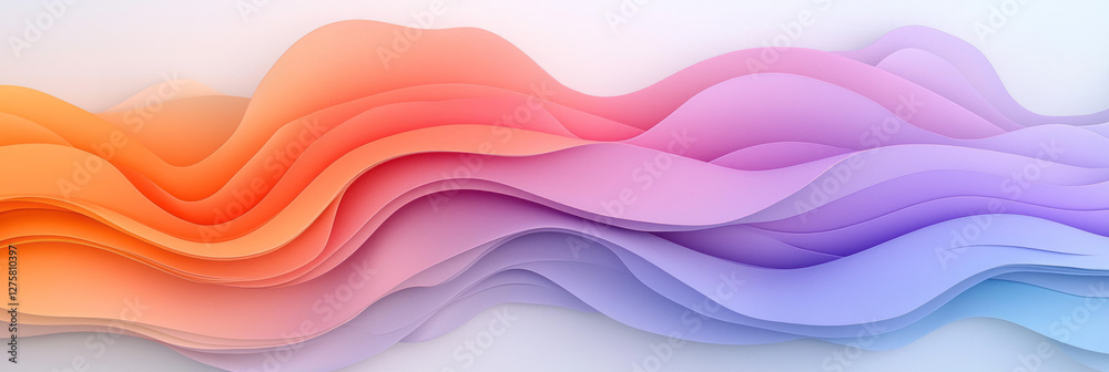 Fototapeta premium Fluid wave-like forms in muted coral and lilac shades, each layer featuring a soft blur that merges