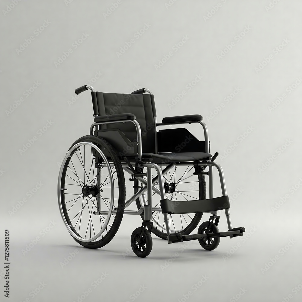 Fototapeta premium Wheelchair, representing mobility impairment, disability, accessibility, independence, support, rehabilitation.