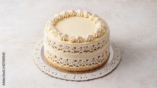 Elegant White Lace Cake with Creamy Frosting: A Perfect Treat for Any Occasion
