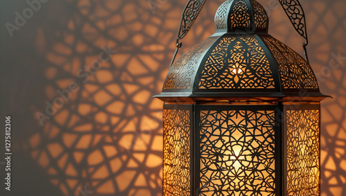 Seasonal greeting card, Ramadan lantern lit during Ramadan time.