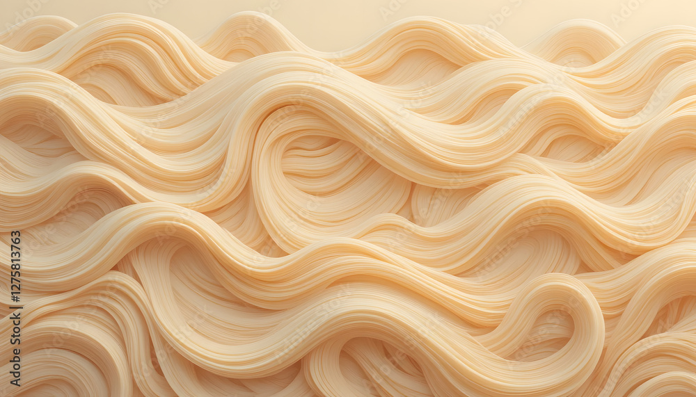 noodle wavy background made from illustration art. Yellow themed background made from noodle line art. 