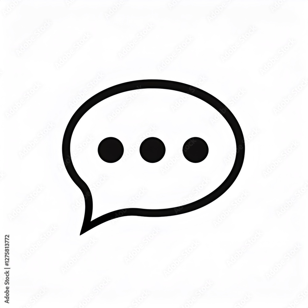 Minimalist vector illustration of a speech bubble with three dots representing typing, waiting, loading, or thinking Minimalist vector illustration of a speech bubble with three dots representing typing, waiting, loading, or thinking